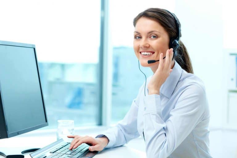 A Upekkha cleaning equipment customer service woman responding to a call.