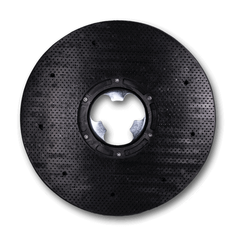 Pad holder for single disk floor scrubber in black color with hole in the middle