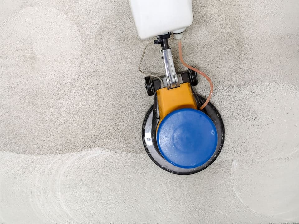 Upekkha SD400WS Single Disk Floor Scrubber Cleaning Machine cleaning a carpet