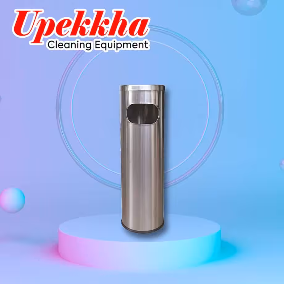 Round silver dustbin that comes with ashtray bin