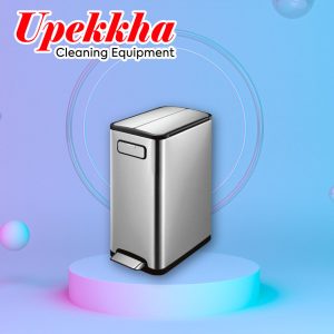 Rectangular silver dustbin with foot pedal