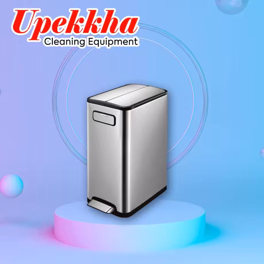 Rectangular silver dustbin with foot pedal