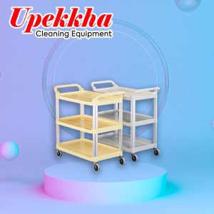 Utility cart with three layer of compartments in the color of grey and cream