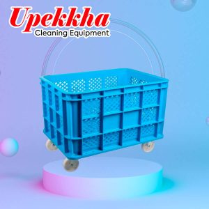 Upekkha blue laundry trolley with wheels.