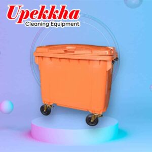 Upekkha V-BIN-660 industrial orange polyethylene 660L garbage bin.
