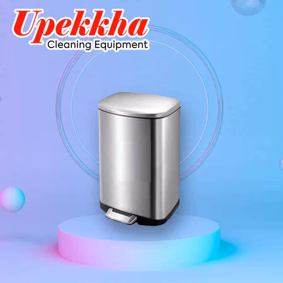 Upekkha V-BIN-DA series stainless steel silver rectangular pedal bin.