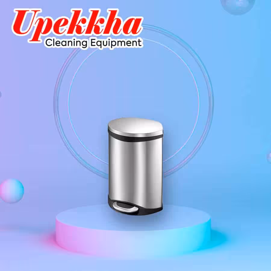 Upekkha V-BIN-DC series round stainless steel shell shaped bin with foot pedal.