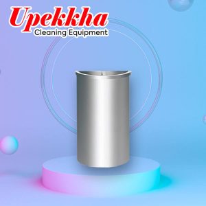 Upekkha V-BIN.S17 semi-round silver stainless steel dustbin with the 1/2 ashtray & 1/2 open top.