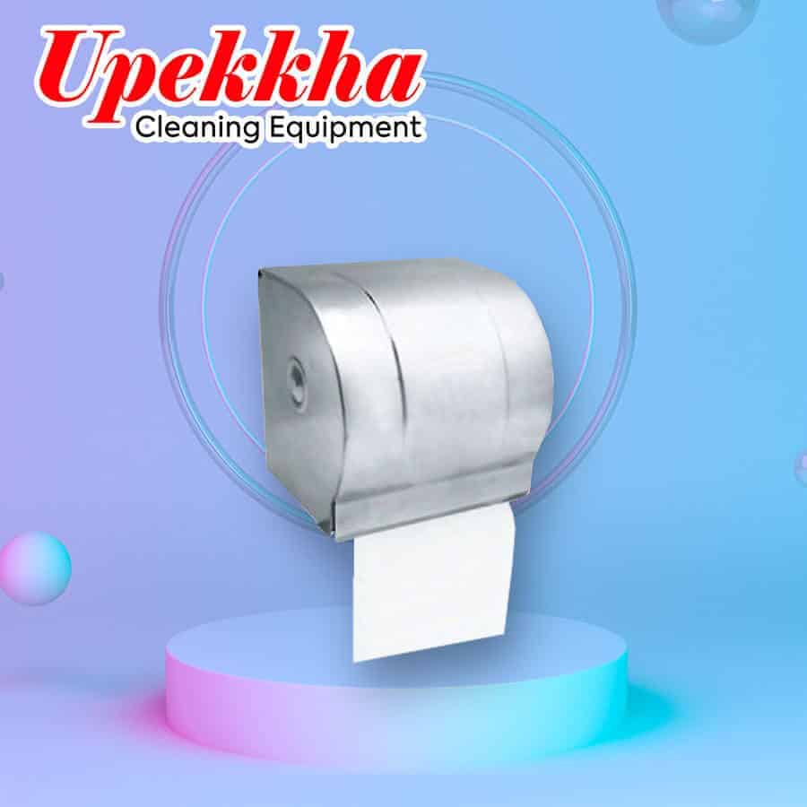 Upekkha V-P-JD.05 silver brushed stainless steel small toilet roll dispenser.