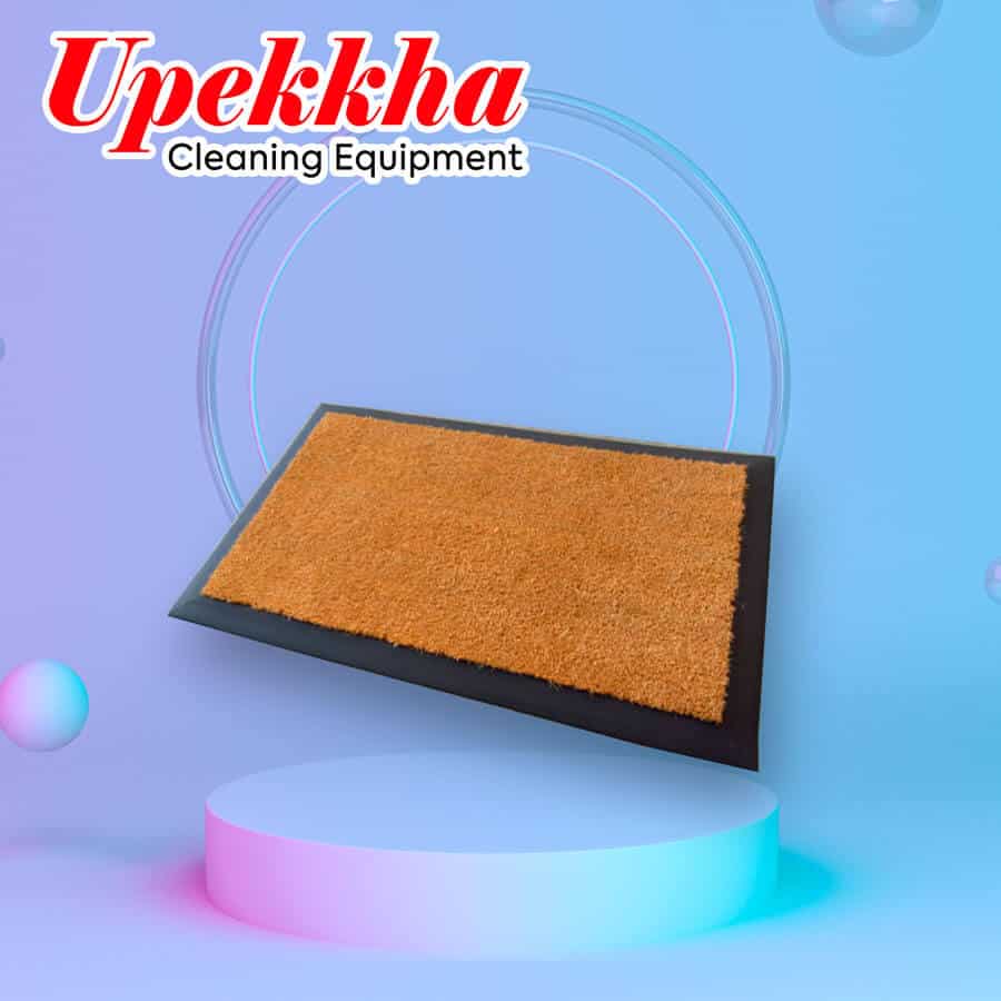 A brown floor mat made of coconut husk.