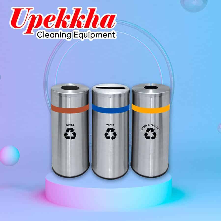 Upekkha V-BIN-RC07 round stainless steel recycle bin.