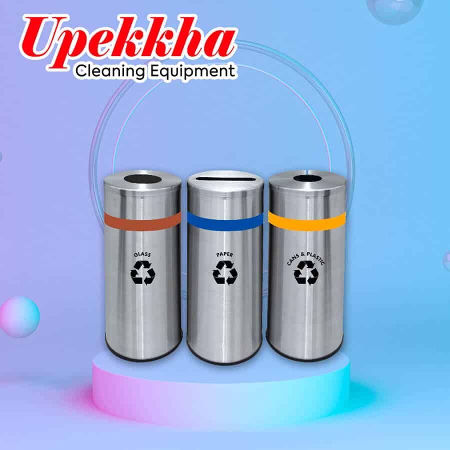 Upekkha V-BIN-RC07 round stainless steel recycle bin.