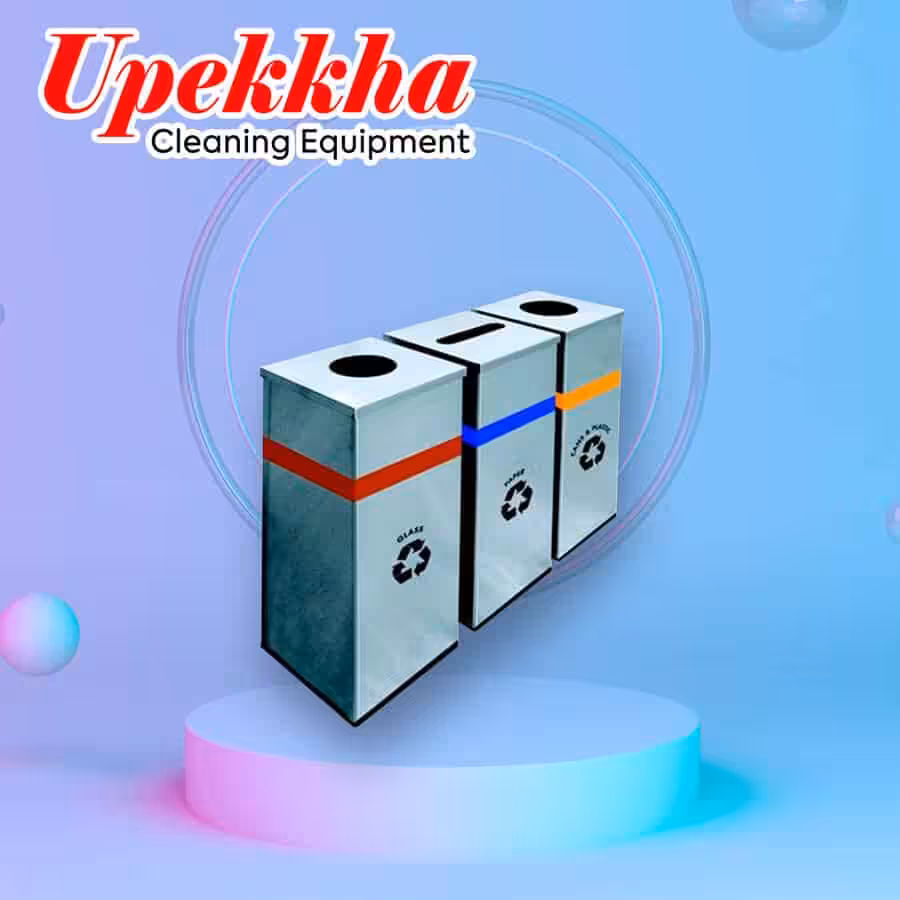 Upekkha V-BIN.RC08 stainless steel square cuboid recycle bins.
