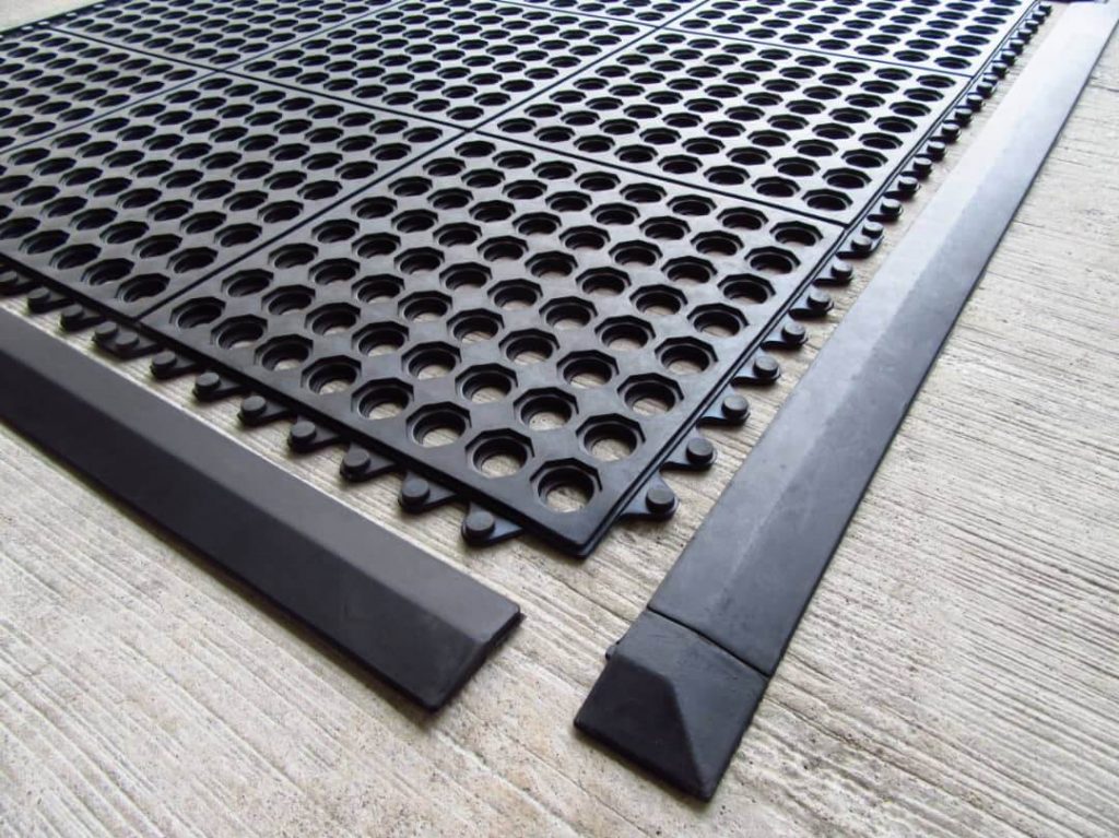 Black rubber safe walk mat