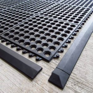 Black rubber safe walk mat