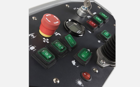 Upekkha UpSweep RB140 ride on floor sweeper control panel.