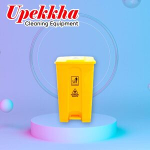 Yellow rectangular clinical waste bin with foot pedal lid