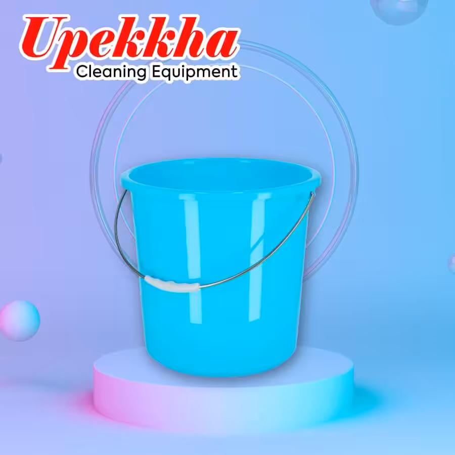 Bright blue cleaning bucket for professional cleaning tasks.