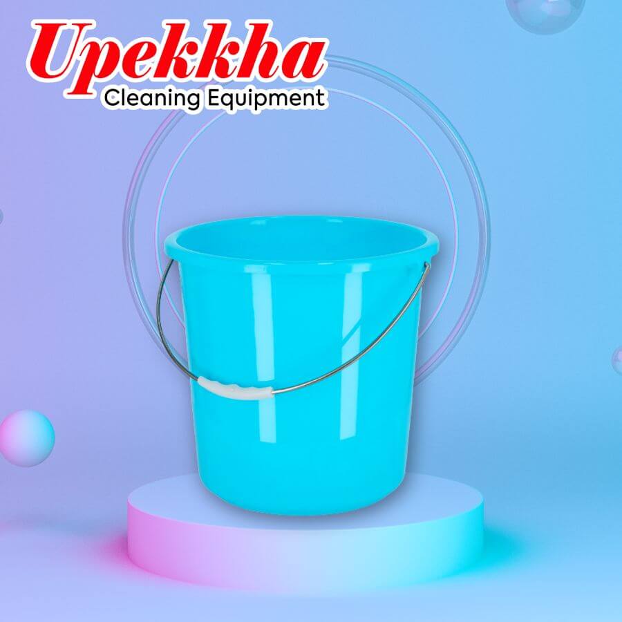 Bright blue cleaning bucket for professional cleaning tasks.
