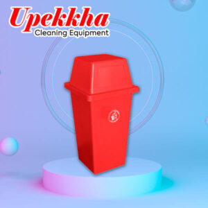 Red outdoor polyethylene bin with flip cover