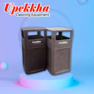 Black and grey polyethylene outdoor garbage bin