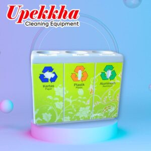 Three compartment fiberglass recycle bin for paper plastic and aluminium