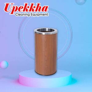 Stainless steel wood grain trash bin with open top