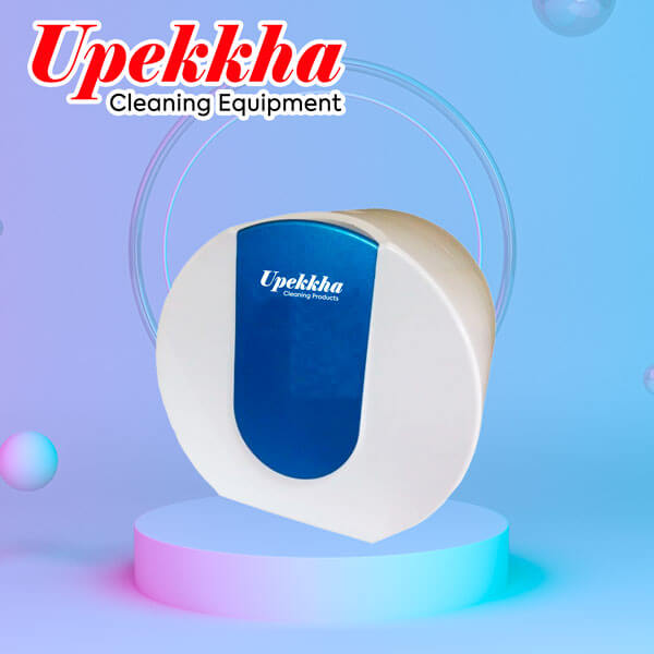 Upekkha round plastic toilet roll dispenser in white
