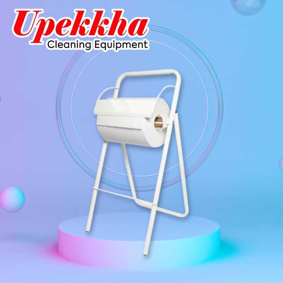 Upekkha industrial tissue paper roll on a white stand.