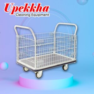 Upekkha netted iron trolley with two push handles and 4 wheels.