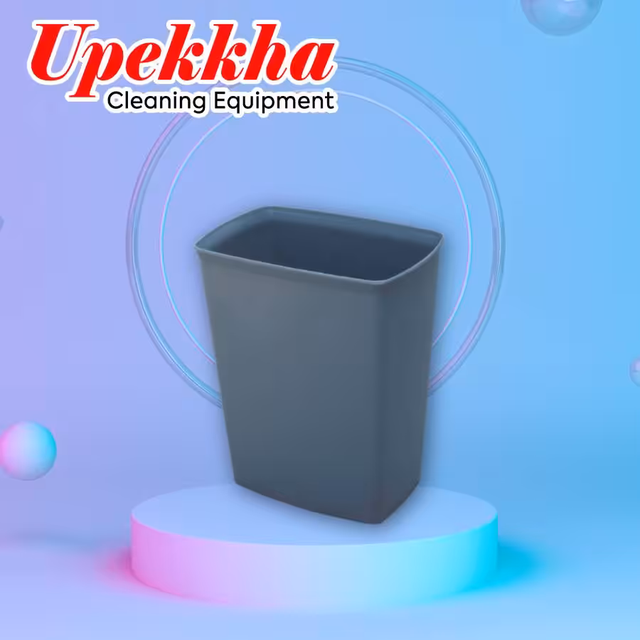Upekkha rectangular grey polyethylene bin with an open top.