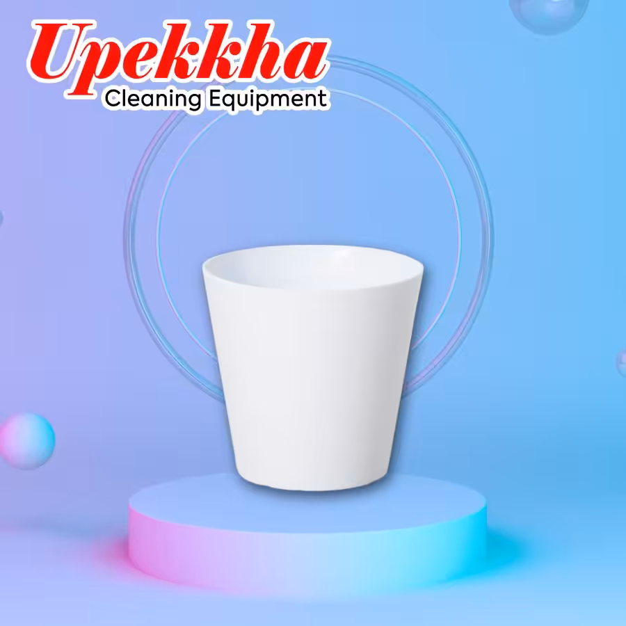 Upekkha white truncated cone shaped polyethylene bin open top.