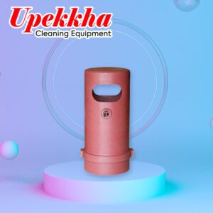 Upekkha V-BKN-24 maroon cylindrical polyethylene bin with front and back collection openings for waste.