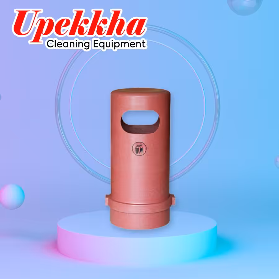 Upekkha V-BKN-24 maroon cylindrical polyethylene bin with front and back collection openings for waste.