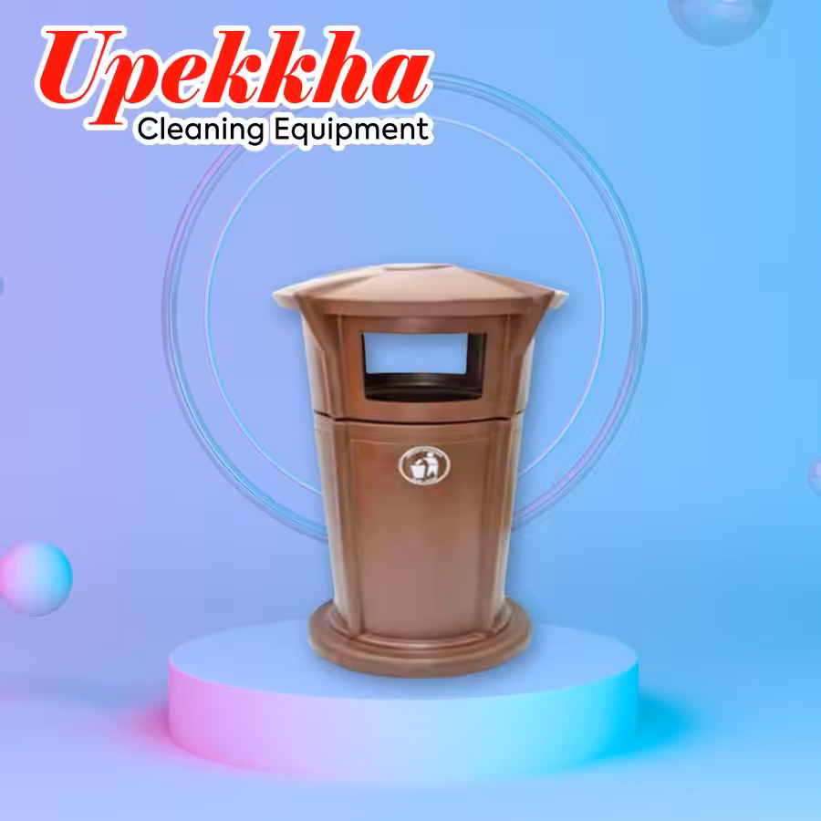 Upekkha V-BIN-28 brown truncated cone polyethylene bin with front and back collection openings.
