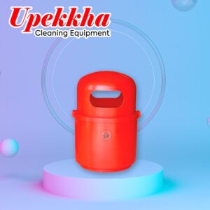 Upekkha V-BIN-29 red polyethylene bin with front and back entries for trash on the top cover.