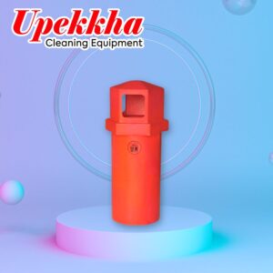 Upekkha V-BIN-33 and V-BIN-34 red polyethylene bin with cylindrical body and a hexagonal prism top cover.