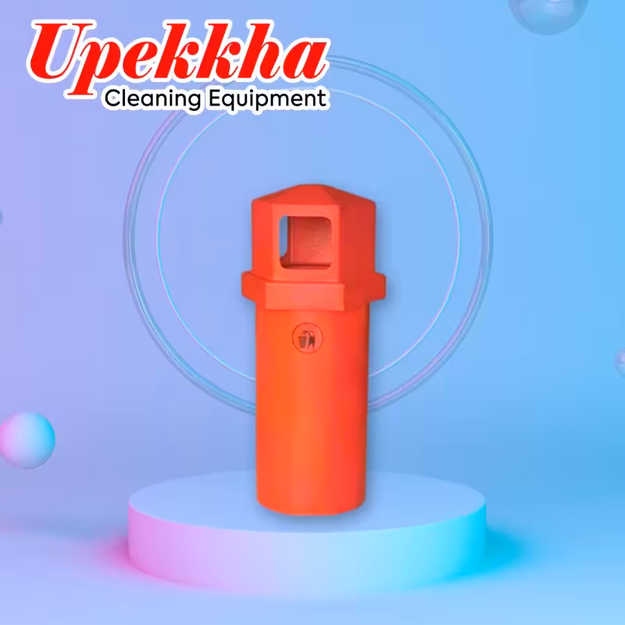 Upekkha V-BIN-33 and V-BIN-34 red polyethylene bin with cylindrical body and a hexagonal prism top cover.