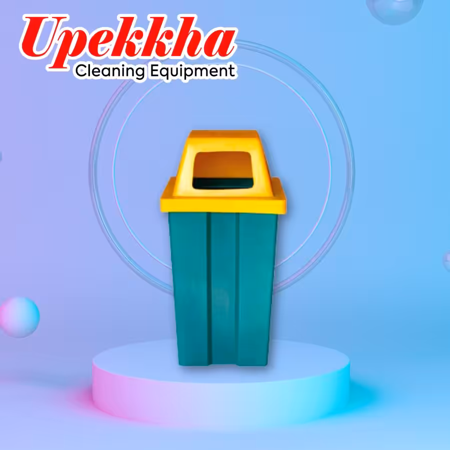 Upekkha V-BIN-37 green color polyethylene bin body with yellow top cover.