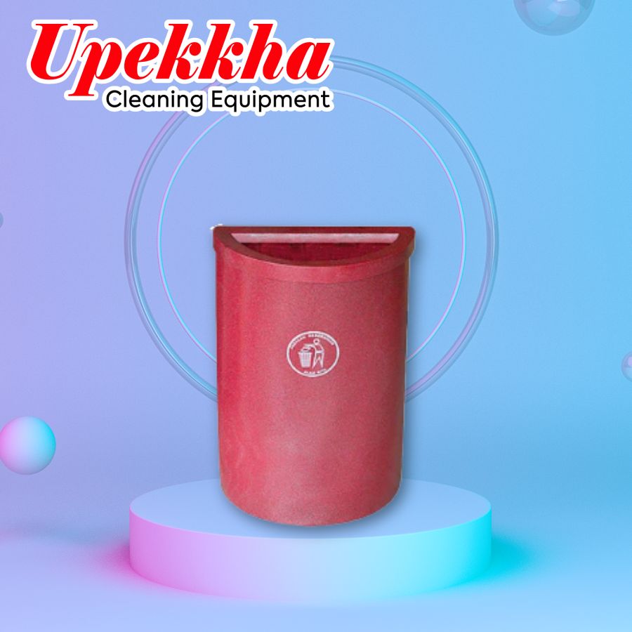 Upekkha V-BIN-41 maroon semi-cylindrical polyethylene bin with open top.