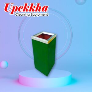 Upekkha V-BIN-42 green cuboid polyethylene bin with brushed stainless steel open top.