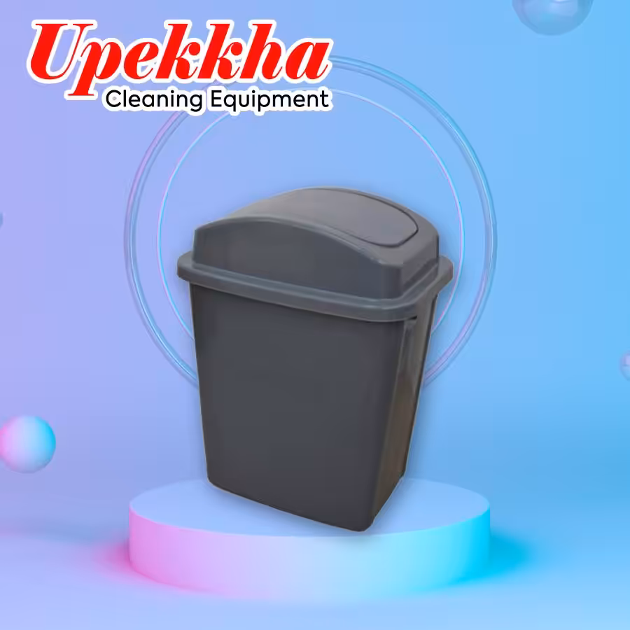 Upekkha V-BIN-50 dark grey polyethylene bin with flip top cover.